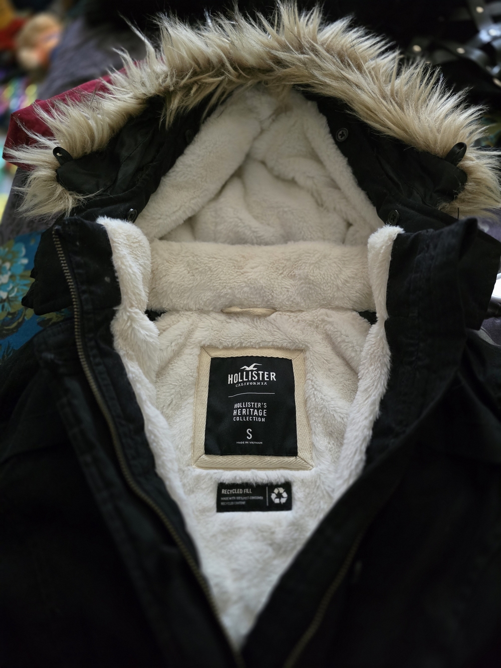 Hollister Women's Black Faux-Fur Lined Parka Jacket